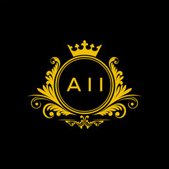 Initial AII Letter Linked Logo for business and company identity. Modern AII Letter Logo Vector Template with modern trendy golden logo.
