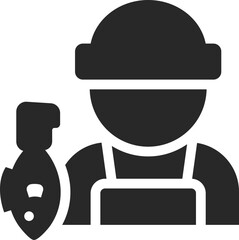 Fisherman solid icon used in seafood industry, fishing, and marine occupation designs.