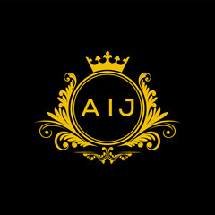 Initial AIJ Letter Linked Logo for business and company identity. Modern AIJ Letter Logo Vector Template with modern trendy golden logo.
