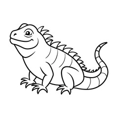 Obraz premium Cute cartoon iguana illustration coloring page