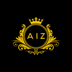 Initial AIZ Letter Linked Logo for business and company identity. Modern AIZ Letter Logo Vector Template with modern trendy golden logo.
