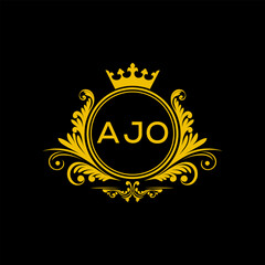 Initial AJO Letter Linked Logo for business and company identity. Modern AJO Letter Logo Vector Template with modern trendy golden logo.

