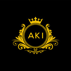 Initial AKI Letter Linked Logo for business and company identity. Modern AKI Letter Logo Vector Template with modern trendy golden logo.
