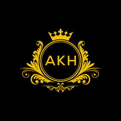 Fototapeta premium Initial AKH Letter Linked Logo for business and company identity. Modern AKH Letter Logo Vector Template with modern trendy golden logo. 