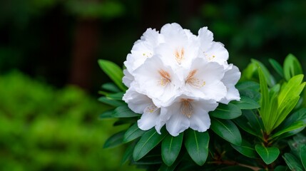 Obraz premium Stunning White Flower Blooming Among Lush Green Foliage