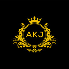 Initial AKJ Letter Linked Logo for business and company identity. Modern AKJ Letter Logo Vector Template with modern trendy golden logo.
