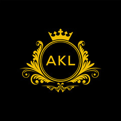 Initial AKL Letter Linked Logo for business and company identity. Modern AKL Letter Logo Vector Template with modern trendy golden logo.
