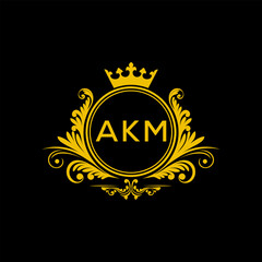 Initial AKM Letter Linked Logo for business and company identity. Modern AKM Letter Logo Vector Template with modern trendy golden logo.
