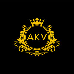 Initial AKV Letter Linked Logo for business and company identity. Modern AKV Letter Logo Vector Template with modern trendy golden logo.
