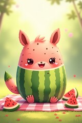 MelonPet: Watermelon-Themed Kawaii on a Sunny Picnic