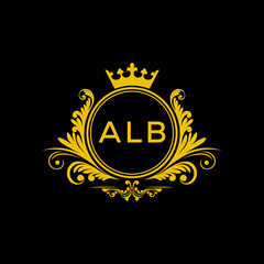 Initial ALB Letter Linked Logo for business and company identity. Modern ALB Letter Logo Vector Template with modern trendy golden logo.

