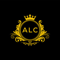 Initial ALC Letter Linked Logo for business and company identity. Modern ALC Letter Logo Vector Template with modern trendy golden logo.
