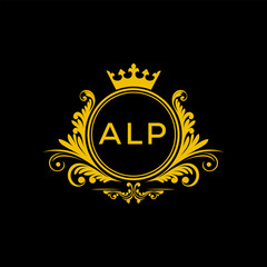 Initial ALP Letter Linked Logo for business and company identity. Modern ALP Letter Logo Vector Template with modern trendy golden logo.
