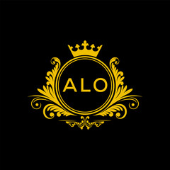 Initial ALO Letter Linked Logo for business and company identity. Modern ALO Letter Logo Vector Template with modern trendy golden logo.
