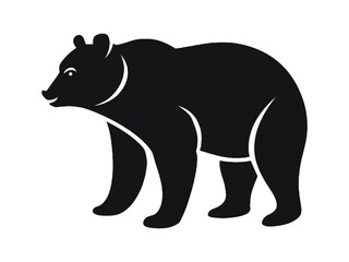 Obraz premium Graceful Black Bear Silhouette: Wild Animal Vector for Nature, Forest, and Wildlife Designs
