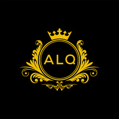 Initial ALQ Letter Linked Logo for business and company identity. Modern ALQ Letter Logo Vector Template with modern trendy golden logo.
