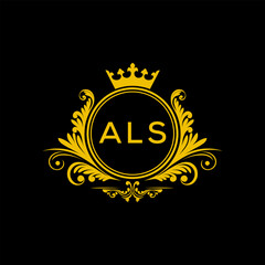 Initial ALS Letter Linked Logo for business and company identity. Modern ALS Letter Logo Vector Template with modern trendy golden logo.
