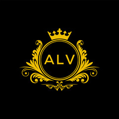 Naklejka premium Initial ALV Letter Linked Logo for business and company identity. Modern ALV Letter Logo Vector Template with modern trendy golden logo. 