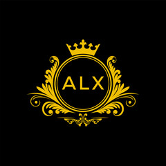 Initial ALX Letter Linked Logo for business and company identity. Modern ALX Letter Logo Vector Template with modern trendy golden logo.
