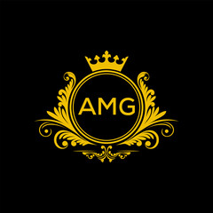 Initial AMG Letter Linked Logo for business and company identity. Modern AMG Letter Logo Vector Template with modern trendy golden logo.
