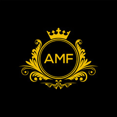 Initial AMF Letter Linked Logo for business and company identity. Modern AMF Letter Logo Vector Template with modern trendy golden logo.
