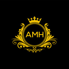 Initial AMH Letter Linked Logo for business and company identity. Modern AMH Letter Logo Vector Template with modern trendy golden logo.

