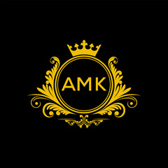 Initial AMK Letter Linked Logo for business and company identity. Modern AMK Letter Logo Vector Template with modern trendy golden logo.
