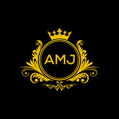 Initial AMJ Letter Linked Logo for business and company identity. Modern AMJ Letter Logo Vector Template with modern trendy golden logo.
