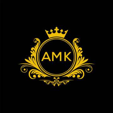 Initial AMK Letter Linked Logo for business and company identity. Modern AMK Letter Logo Vector Template with modern trendy golden logo.
