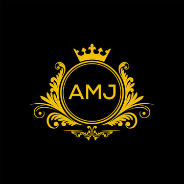 Initial AMJ Letter Linked Logo for business and company identity. Modern AMJ Letter Logo Vector Template with modern trendy golden logo.
