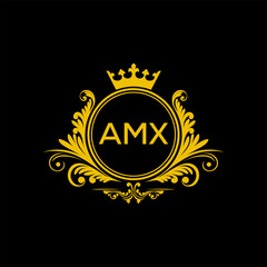 Initial AMX Letter Linked Logo for business and company identity. Modern AMX Letter Logo Vector Template with modern trendy golden logo.
