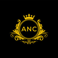 Initial ANC Letter Linked Logo for business and company identity. Modern ANC Letter Logo Vector Template with modern trendy golden logo.
