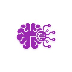 Artificial Intelligence Brain Icon – Technology and Neural Network Concept