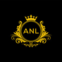 Initial ANL Letter Linked Logo for business and company identity. Modern ANL Letter Logo Vector Template with modern trendy golden logo.
