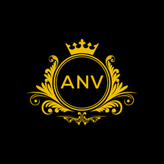 Initial ANV Letter Linked Logo for business and company identity. Modern ANV Letter Logo Vector Template with modern trendy golden logo.
