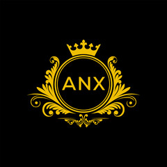 Initial ANX Letter Linked Logo for business and company identity. Modern ANX Letter Logo Vector Template with modern trendy golden logo.
