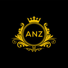 Initial ANZ Letter Linked Logo for business and company identity. Modern ANZ Letter Logo Vector Template with modern trendy golden logo.
