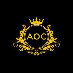 Initial AOC Letter Linked Logo for business and company identity. Modern AOC Letter Logo Vector Template with modern trendy golden logo.
