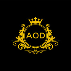 Initial AOD Letter Linked Logo for business and company identity. Modern AOD Letter Logo Vector Template with modern trendy golden logo.
