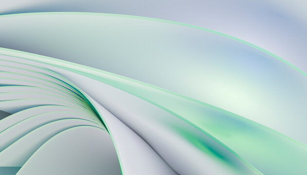 Abstract green and white curved background with smooth gradient design