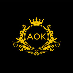 Initial AOK Letter Linked Logo for business and company identity. Modern AOK Letter Logo Vector Template with modern trendy golden logo.
