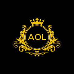 Initial AOL Letter Linked Logo for business and company identity. Modern AOL Letter Logo Vector Template with modern trendy golden logo.
