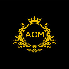 Initial AOM Letter Linked Logo for business and company identity. Modern AOM Letter Logo Vector Template with modern trendy golden logo.
