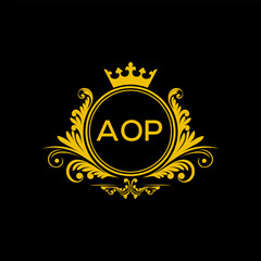 Initial AOP Letter Linked Logo for business and company identity. Modern AOP Letter Logo Vector Template with modern trendy golden logo.
