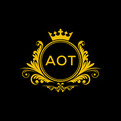 Initial AOT Letter Linked Logo for business and company identity. Modern AOT Letter Logo Vector Template with modern trendy golden logo.

