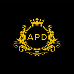 Initial APD Letter Linked Logo for business and company identity. Modern APD Letter Logo Vector Template with modern trendy golden logo.
