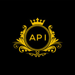 Initial API Letter Linked Logo for business and company identity. Modern API Letter Logo Vector Template with modern trendy golden logo.
