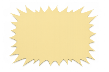 Vibrant pastel yellow jagged speech bubble bursts onto a transparent background, ready for text or design elements