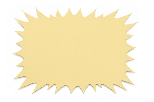 Vibrant pastel yellow jagged speech bubble bursts onto a transparent background, ready for text or design elements