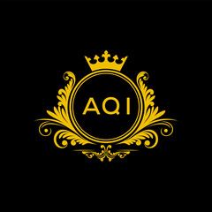 Initial AQI Letter Linked Logo for business and company identity. Modern AQI Letter Logo Vector Template with modern trendy golden logo.

